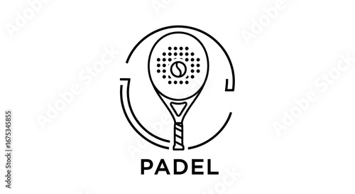 Stylized padel racket illustration for sport equipment advertisement creation