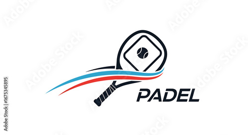 Dynamic padel sport emblem, athletic concept with motion and sporting energy
