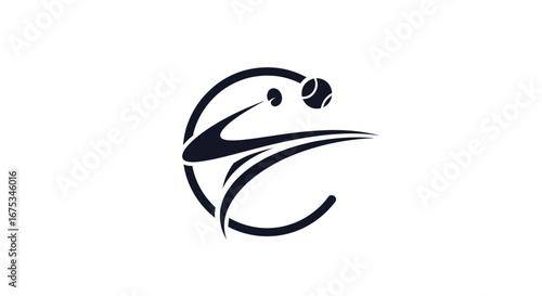Dynamic tennis game silhouette emblem showcasing energy and a stylized player