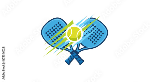 Dynamic crossed padel rackets illustration with a striking energetic flair