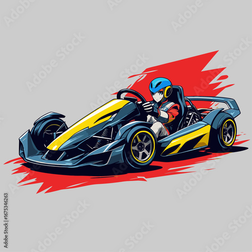 anime style go-kart vector
