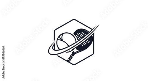 Dynamic padel sport club emblem exhibiting movement and competitive play