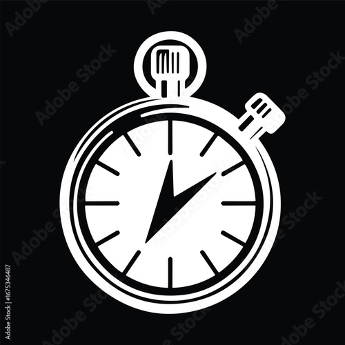 Stopwatch Efficiency Symbol Black and White Vector