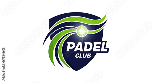 Modern Padel Club Shield Emblem Design for Sporting Tournament and Activity