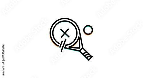 Stylized illustration of a tennis racket and ball, representing sports activity