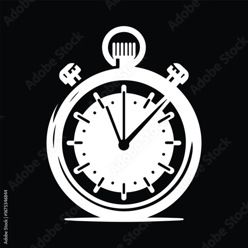 Stopwatch Efficiency Symbol Black and White Vector