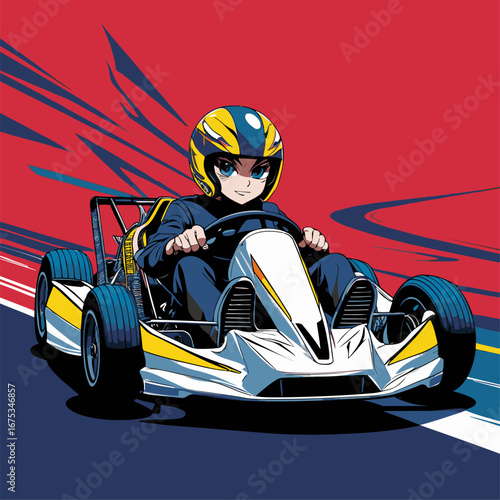 anime style go-kart vector