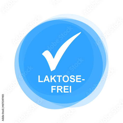 Hellblauer runder Button zeigt Laktosefrei