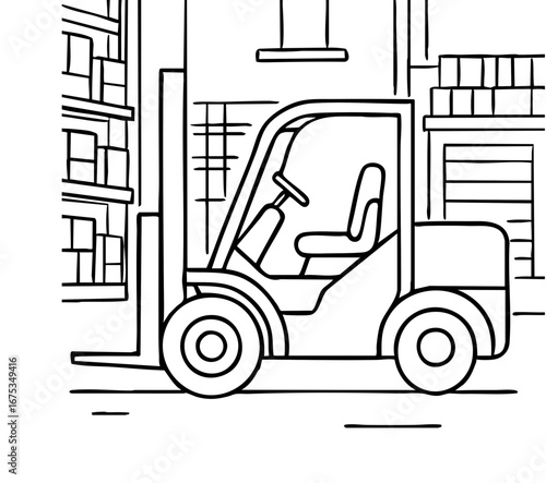 Forklift Coloring Page for Kids