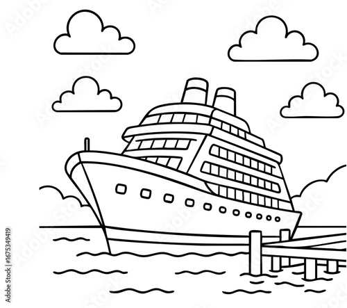 Cruise Ship Vector Illustration