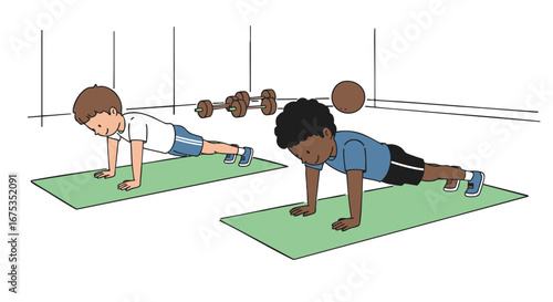 Children Exercising with Push-Ups A Fun and Healthy Activity for Kids at Home