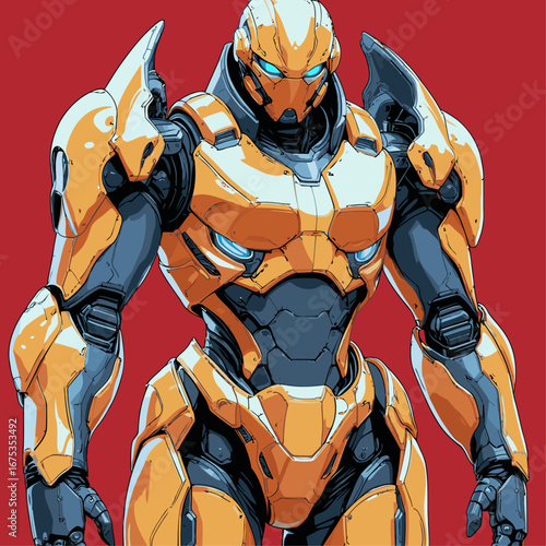 anime style future soldier robot vector