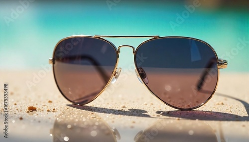 Classic aviator sunglasses, sleek metal frame, gradient lenses, perfect for a sunny day  Stylish accessory, fashion statement, summer vibes, eye protection, UV protection ,  fashion,  gold,  lens