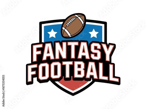 Fantasy Football League Logo Shield, Ball, and Stars for Your Season