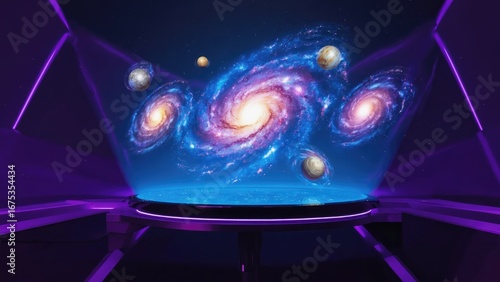 Exploring the Wonders of the Universe: A Stunning Visualization of Galaxies and Celestial Bodies in a Futuristic Galactic Environment