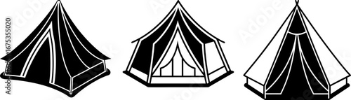 Camping tent set, Set of camping tents, camping tent collection, Vector of camping tents, tent silhouette, tent isolated on white background