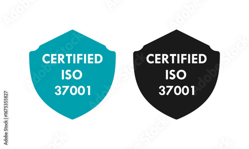 ISO 37001 Certified emblem, a symbol of anti-bribery management systems. Ideal for professional business, financial, and legal firms. Clean, modern vector logo.