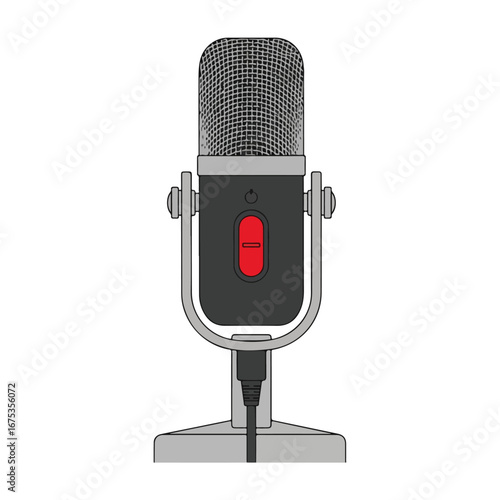 Studio microphone vector illustration for podcasting and recording