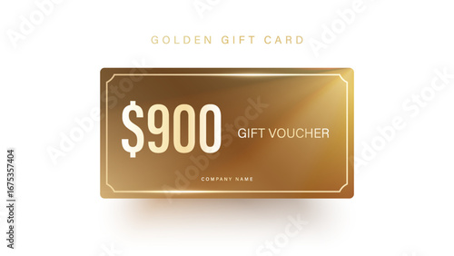 Golden Gift Voucher for $900 Luxury Premium Gift Voucher Design. Golden gift card design.