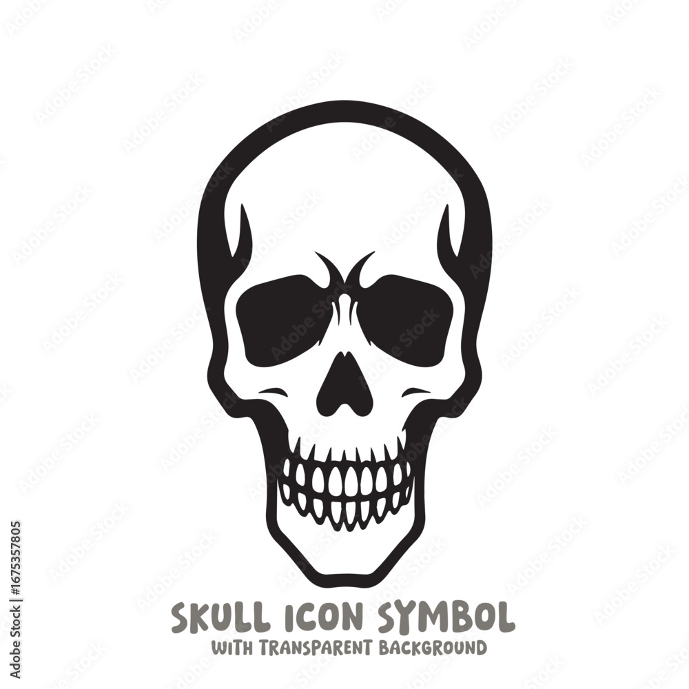 Fototapeta premium Skull Icon Symbol Vector Illustration in Black and White