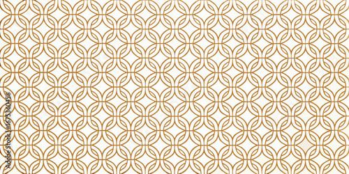 Elegant golden interlocking circles geometric pattern on white background