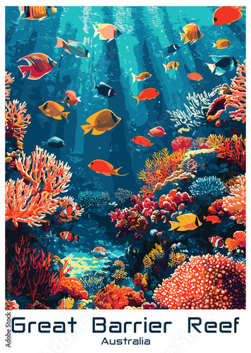 Great Barrier Reef, Australia vector illustration