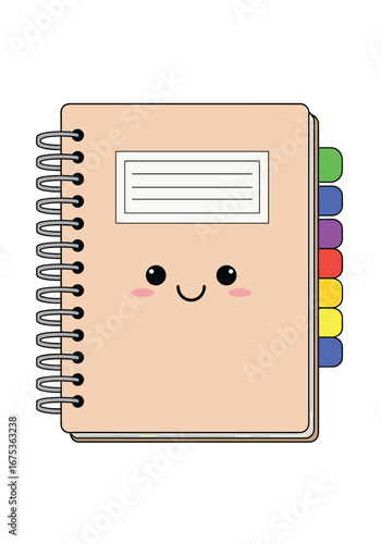 Cute kawaii notebook with tabs for organizing and journaling daily life