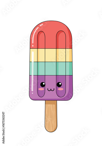 Adorable rainbow ice pop character frozen dessert sweet treat fun summer snack kawaii