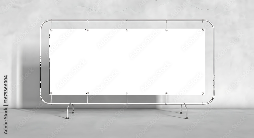 Obraz premium Blank Banner Mockup On Concrete Wall Background