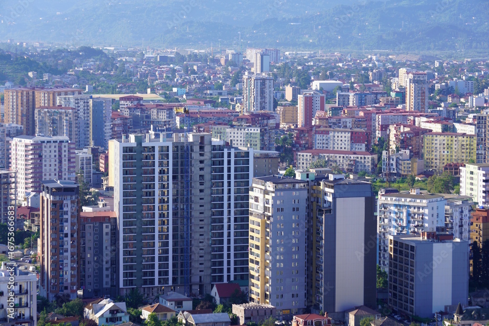 Fototapeta premium View of residential buildings in the city of Batumi.