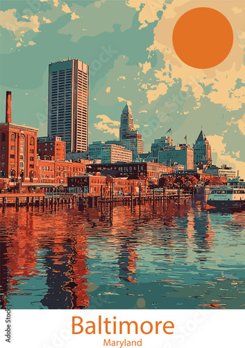 Scenic Baltimore skyline with harbor view