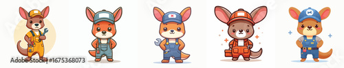 cute kangaroo vector in mechanic costume