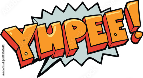 Yhpee Comic Book Style Word with Exclamation Point on transparent background