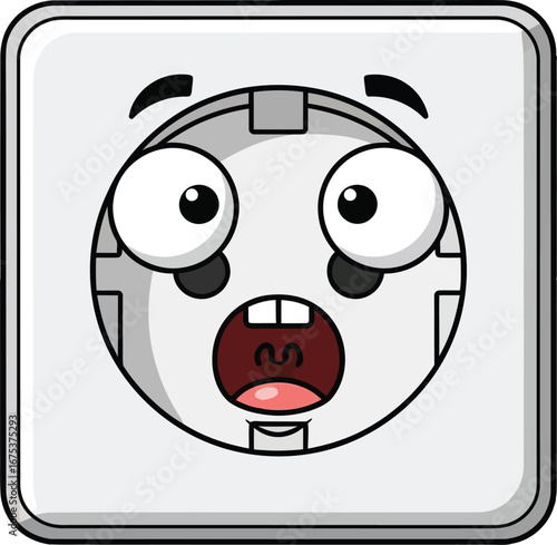Surprised Cartoon Electrical Outlet Illustration.