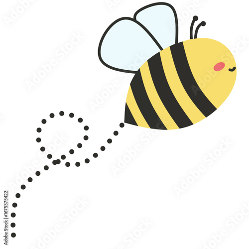 te Flying Bee with Dotted Trail Illustration