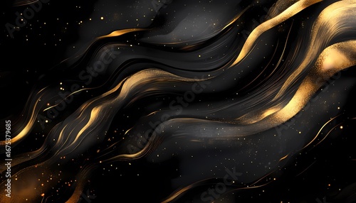 Luxurious black and gold fabric wallpaper