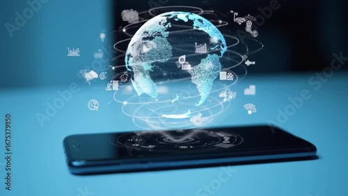 Wallpaper Mural Global technology network connecting world data streams Torontodigital.ca