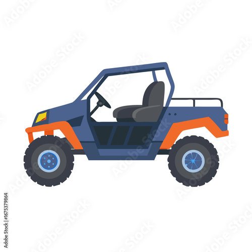 Flat Design Side-by-Side UTV Vector Illustration | Utility Terrain Vehicle for Off-Road Adventures