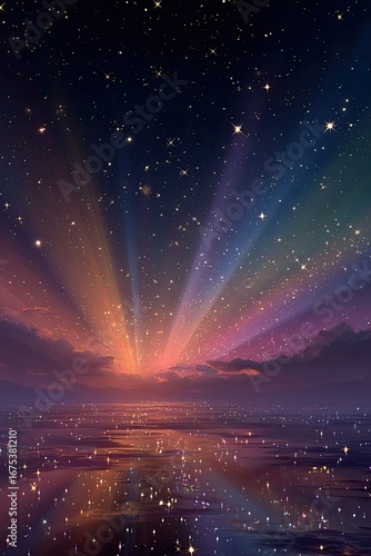 Night sky sunrise reflection