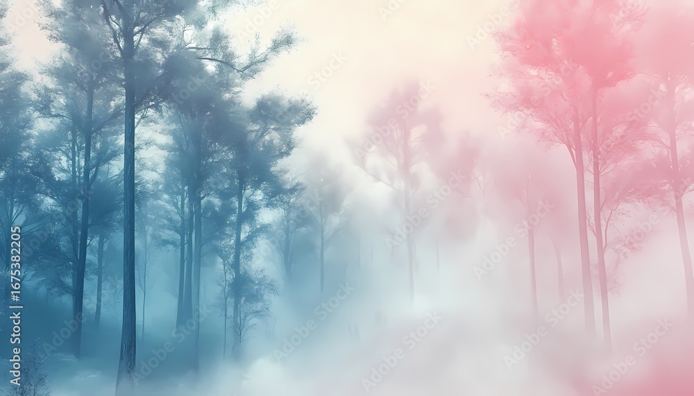 Obraz premium Winter Wonderland: A Misty Forest Path