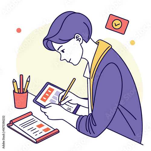 Young Entrepreneur Writing on Digital Tablet
Adobe Illustrator Artwork