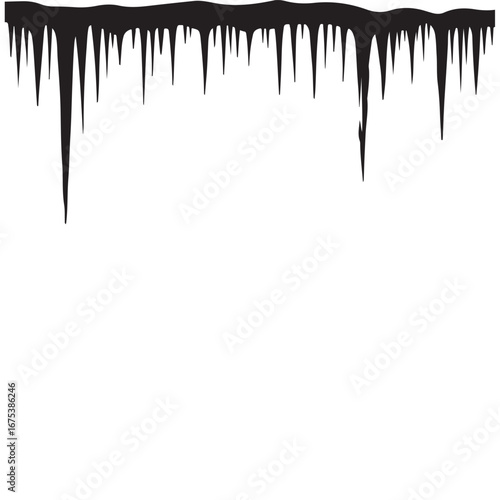 Stylized Black Icicle Shapes on a Clean White Background