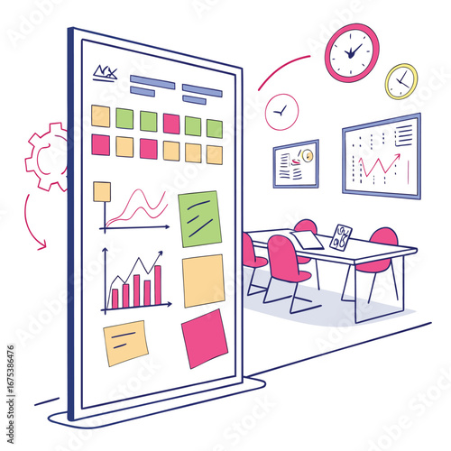  Whiteboard with Charts, Graphs, and Sticky Notes
Adobe Illustrator Artwork