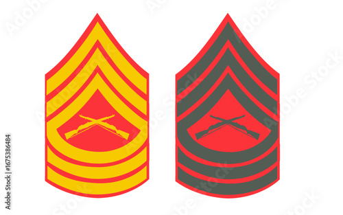 Galon de manche  tenue de jour et tenue de parade des corps de marine de l'armée américaine: Sergent-chef