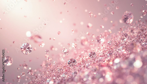 Pink Diamonds Scattered on Gradient Pink Background