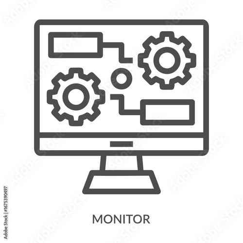 Monitor Icon Line Style. Design Vector Illustration