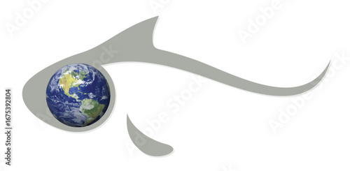 The stylized fish symbol with a globe.