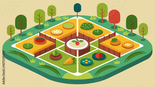A colorful graphic of a tree with a heart in the center. The graphic is a circle with a variety of trees and plants surrounding it. The trees are of different sizes and colors