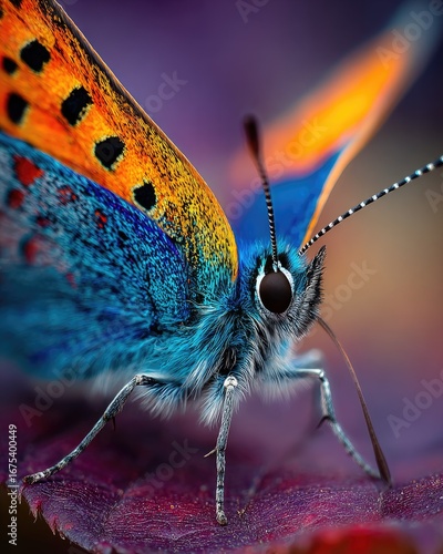 Close-up of vibrant butterfly with colorful wings