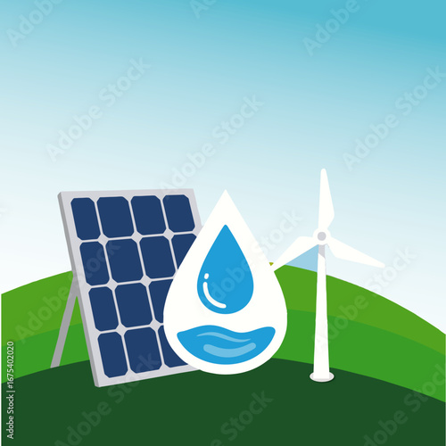solar panels and wind turbine renewable Energy